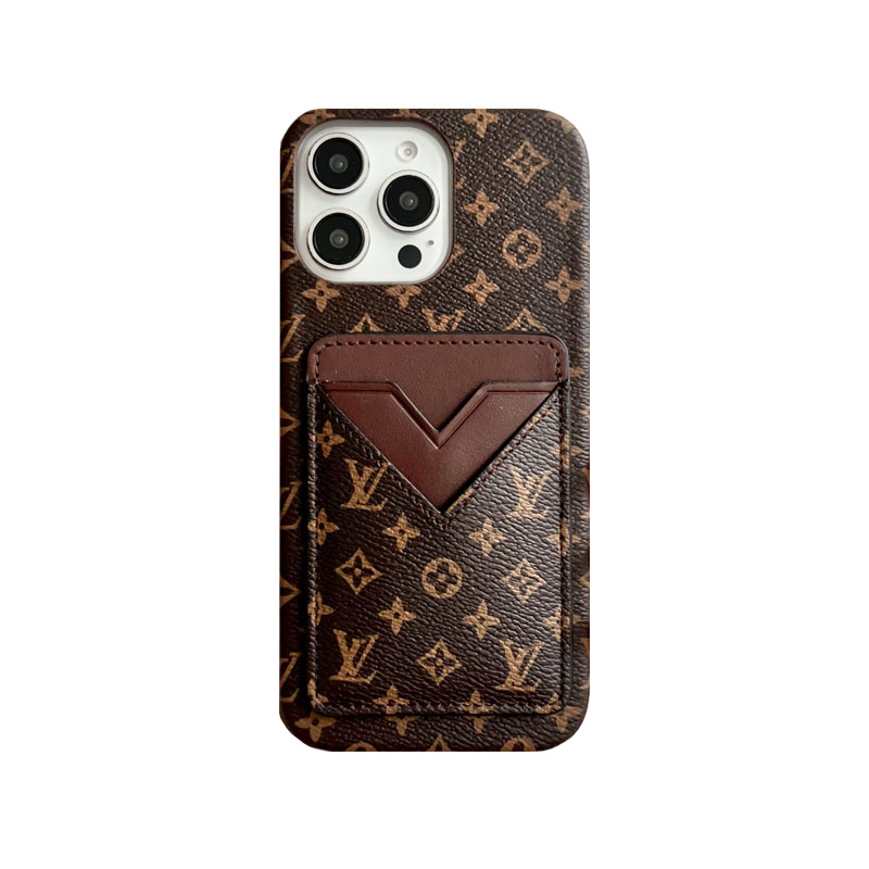 Leather Monogram iPhone Case With Card Holder White-VXK251525