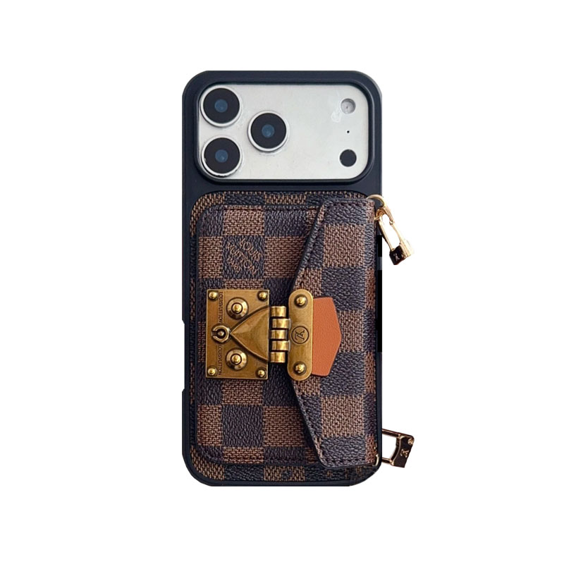 Classic Leather Monogram iPhone Case With Card Holder And Strap-MYK251605
