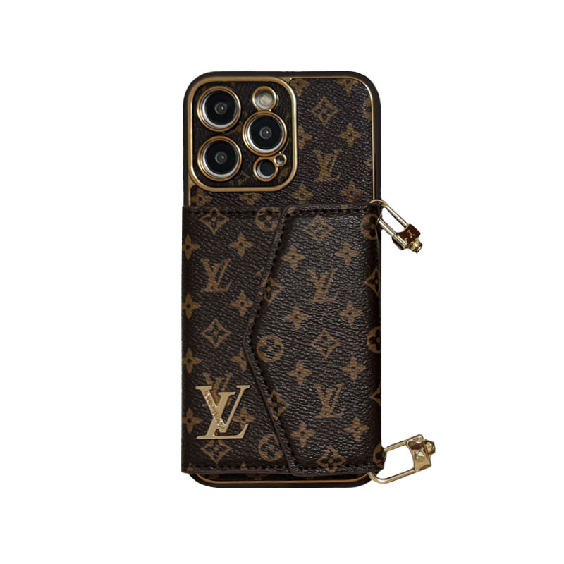 Monogram iPhone Case With Wallet And Strap Brown Big Printing-XFQ240329-GTOCASE