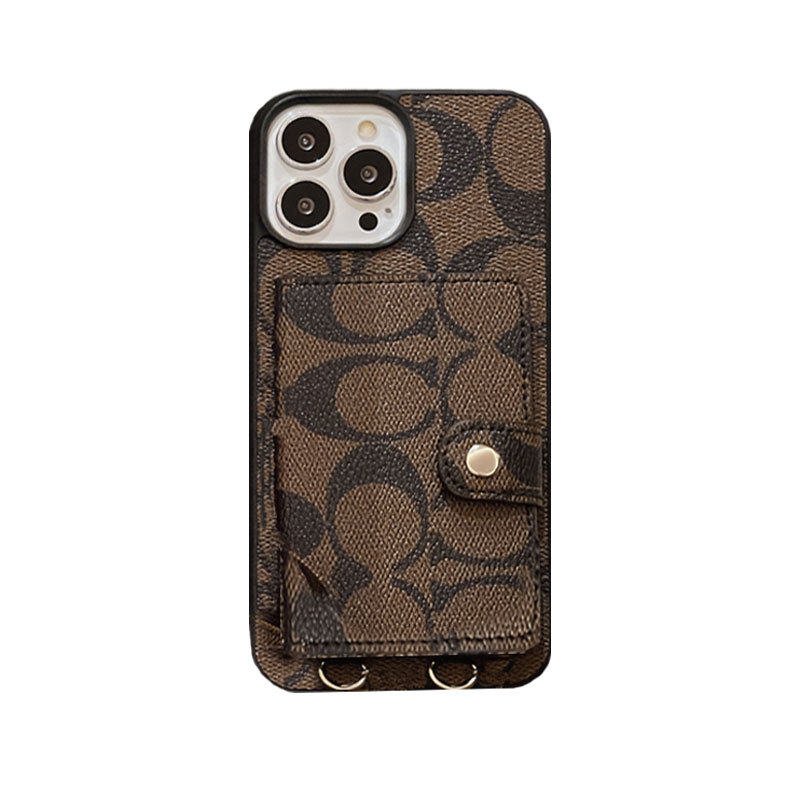 CH iPhone Case With Wallet And Strap Brown -SZK240402-GTOCASE