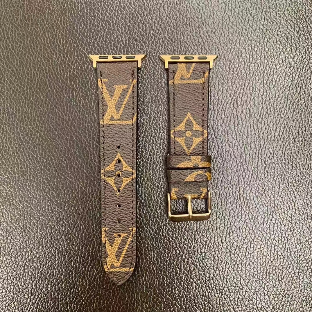 Leather Monogram Apple Watch Band Brown-ZPG240422-GTOCASE