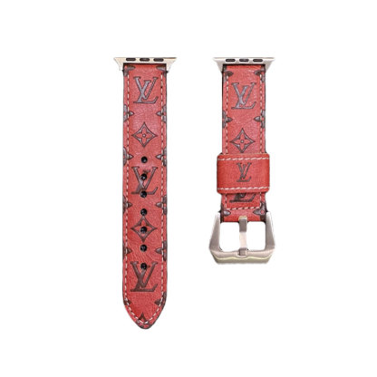 Leather Monogram Apple Watch Band Black-YH24422-GTOCASE