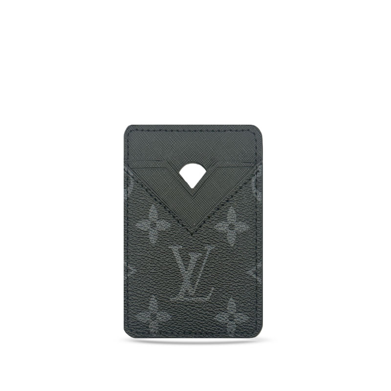 Classic Leather Monogram Magnetic Wallet Black Printing-GELV076