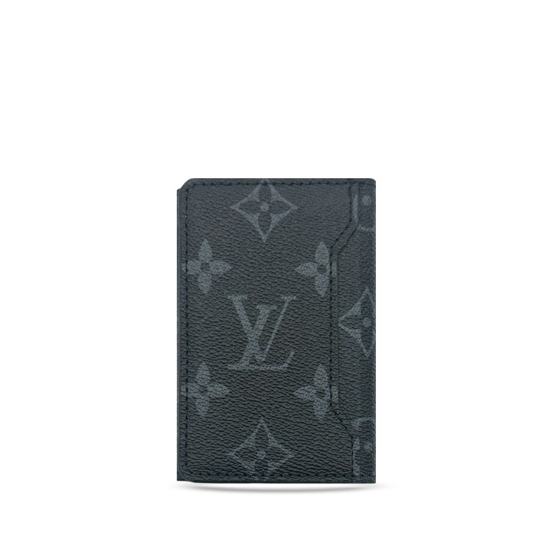 Chic Leather Monogram Magnetic Wallet Black Printing-GELV079