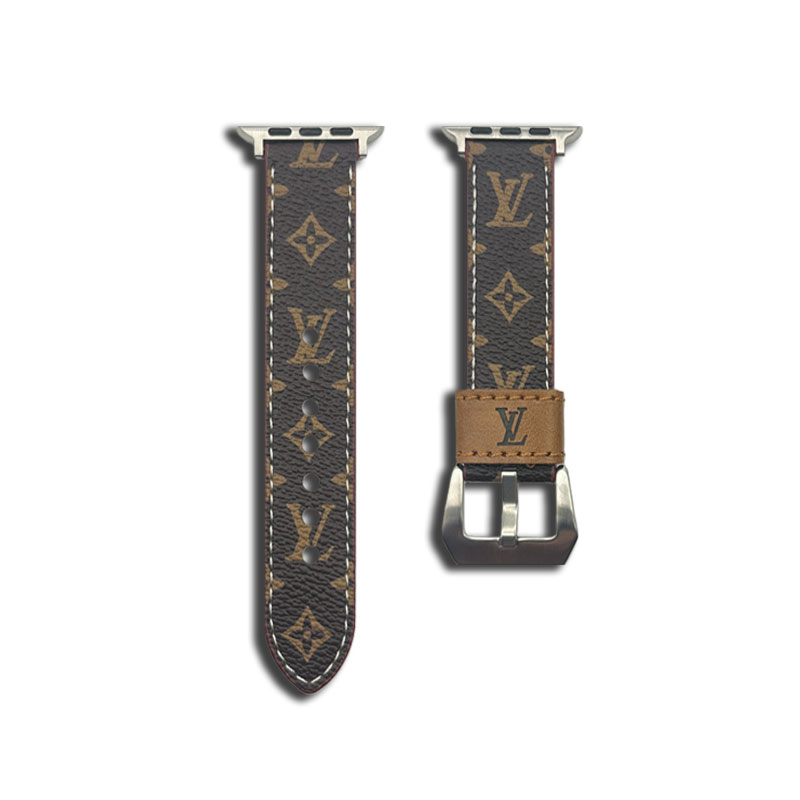 LV Luxury Leather Apple Watch Band Elegant