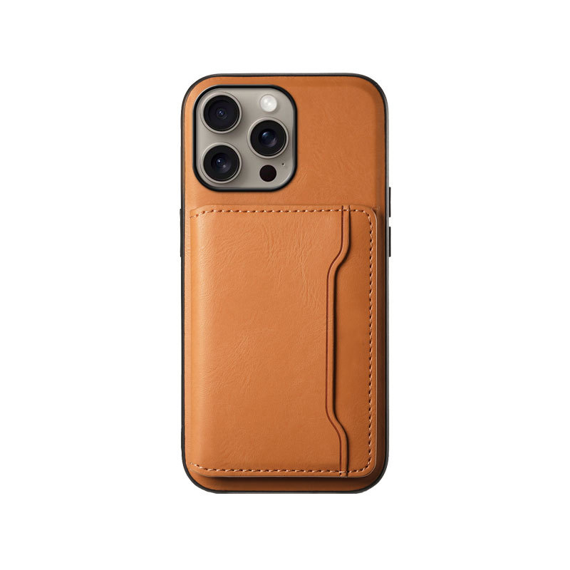 Leather Phone Case With Card Holder For iPhone Brown (Compatible With Magsafe)-MMK241650-GTOCASE