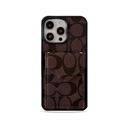 CH  iPhone Case With Card Holder And Strap Dark Brown -SJ240513-GTOCASE