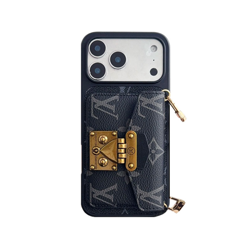 Classic Leather Monogram iPhone Case With Card Holder And Strap-MYK251605