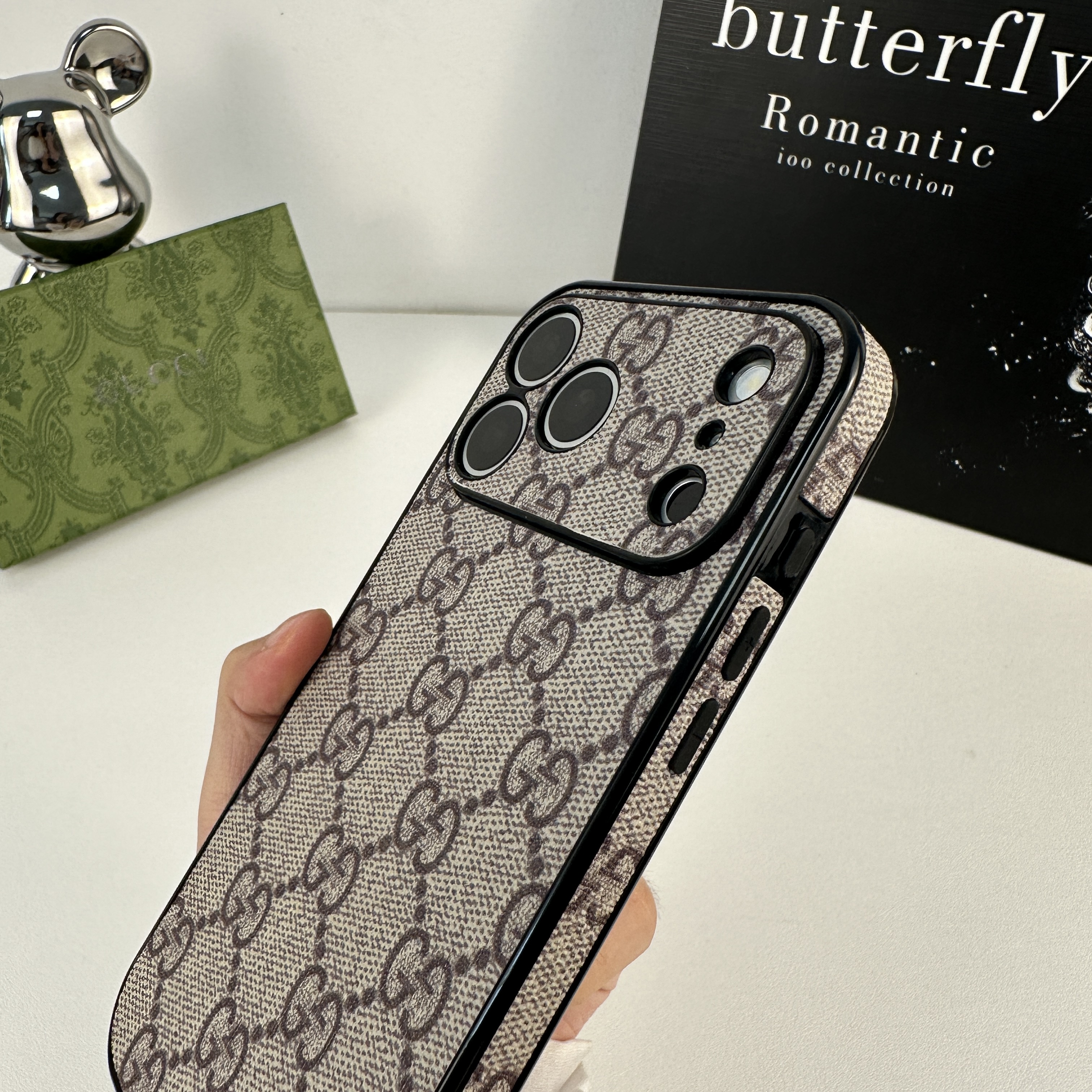 Luxury leather GG iPhone Case For iPhone 17 Series Brown-GEGG149