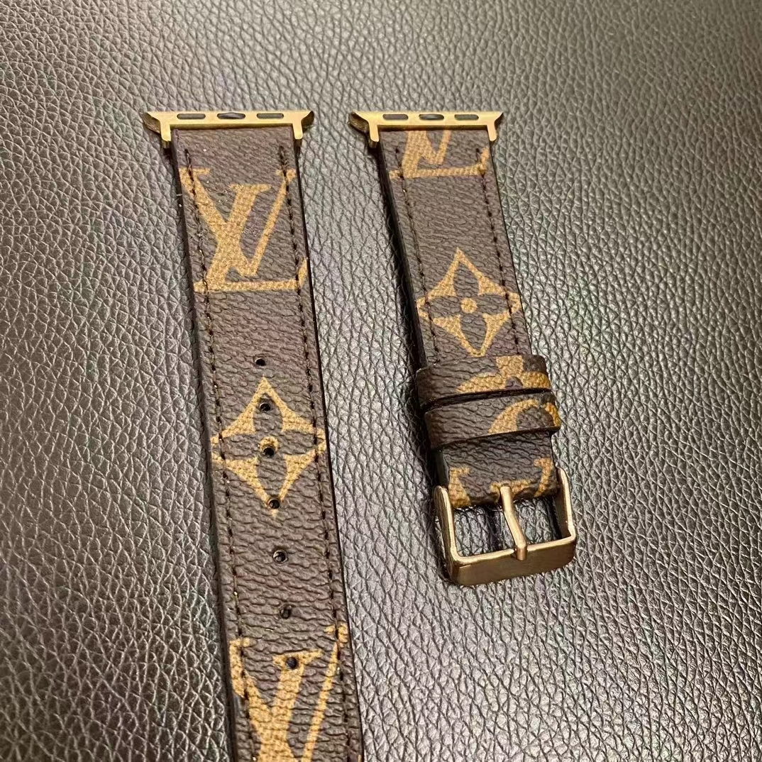 Leather Monogram Apple Watch Band Brown-ZPG240422-GTOCASE