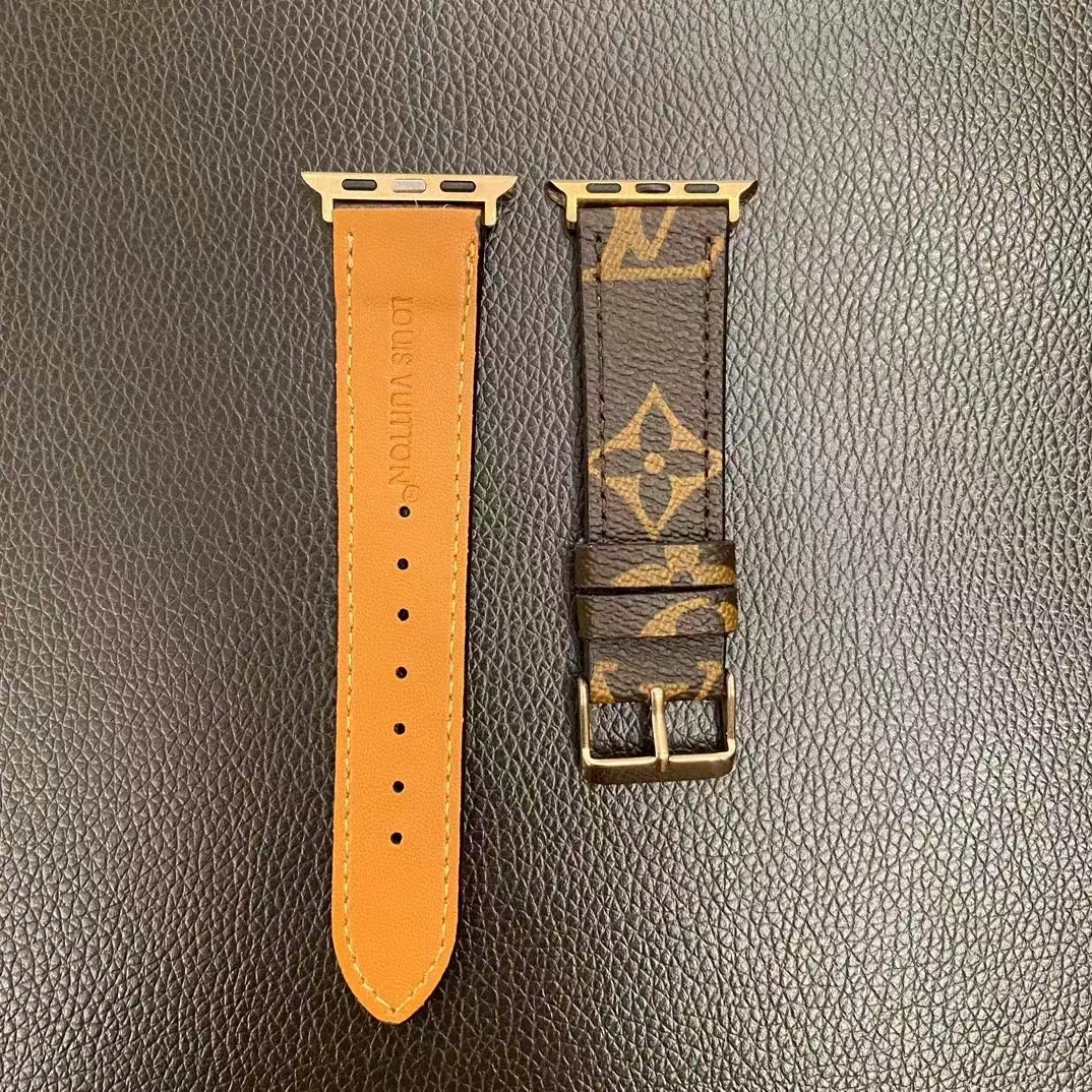 Leather Monogram Apple Watch Band Brown-ZPG240422-GTOCASE
