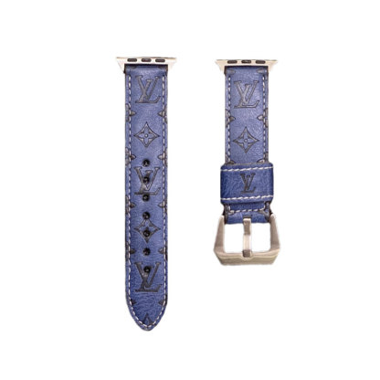Leather Monogram Apple Watch Band Black-YH24422-GTOCASE