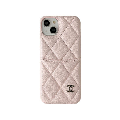 Leather CC iPhone Case With Crad Holder Black -PZB240603-GTOCASE