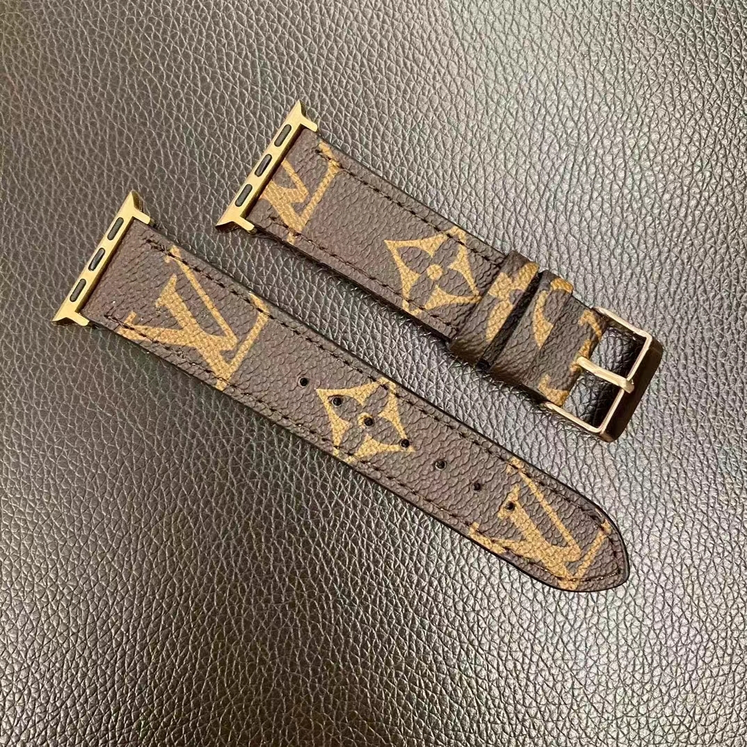 Leather Monogram Apple Watch Band Brown-ZPG240422-GTOCASE