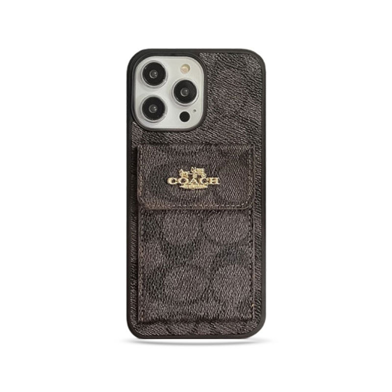 CH iPhone Case With Card Holder Wallet Dark Brown -SZK240425-GTOCASE
