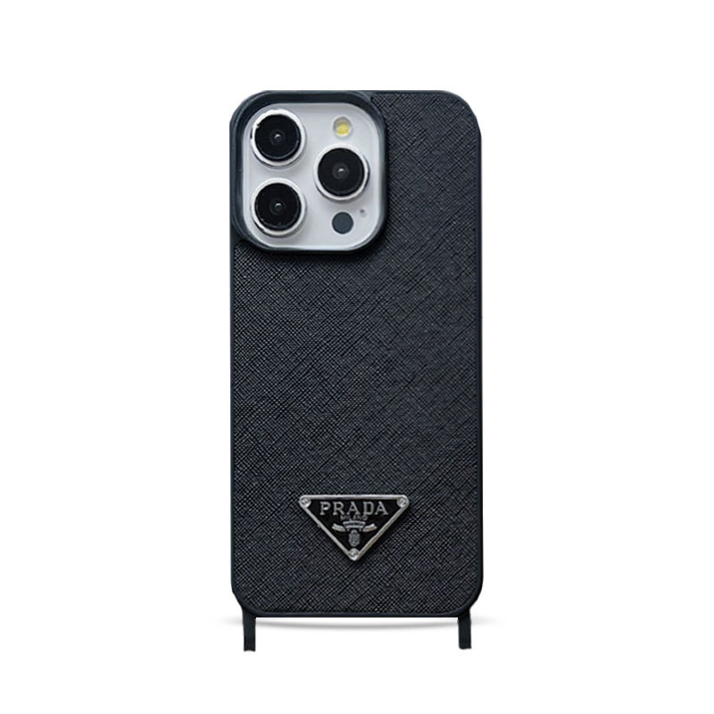 Leather PR Case With Strap For iPhone Black-PGS241837-GTOCASE