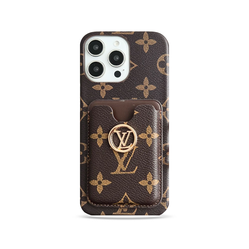 Leather Monogram iPhone Case With Card Holder Big Printing-CKK251157