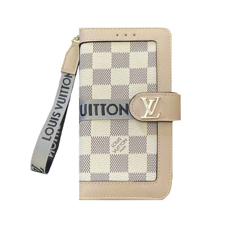 Luxury Leather Folio Monogram iPhone Case  With Wallet And Strap Big Printing-GELB002