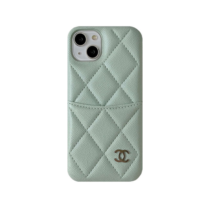 Leather CC iPhone Case With Crad Holder Black -PZB240603-GTOCASE
