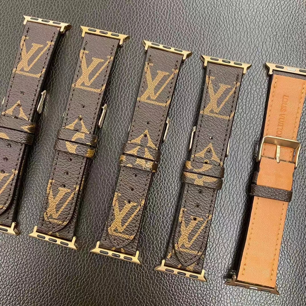 Leather Monogram Apple Watch Band Brown-ZPG240422-GTOCASE