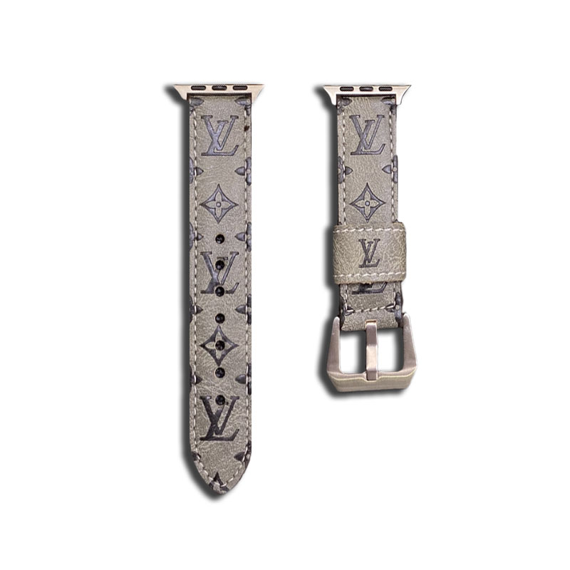 Leather Monogram Apple Watch Band Leather Brown-YH24422-GTOCASE