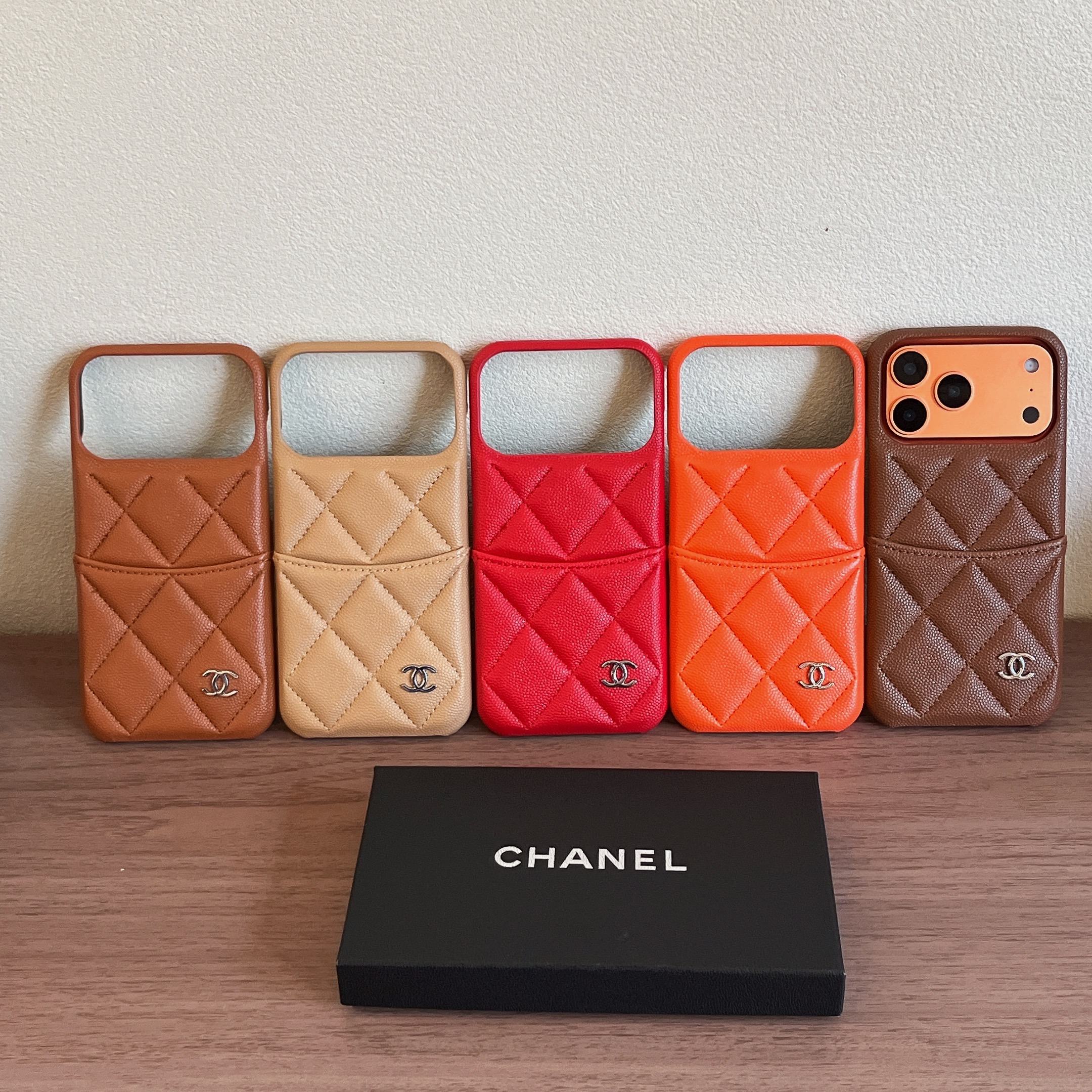 Classic Leather CC iPhone Case With Card Holder Brown For iPhone 17 Series-GECC034