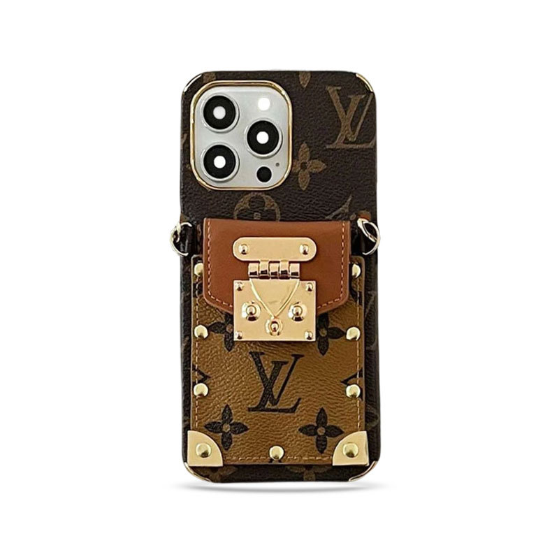 Monogram iPhone Case With Card Holder and Strap Brown-QBS240113-GTOCASE