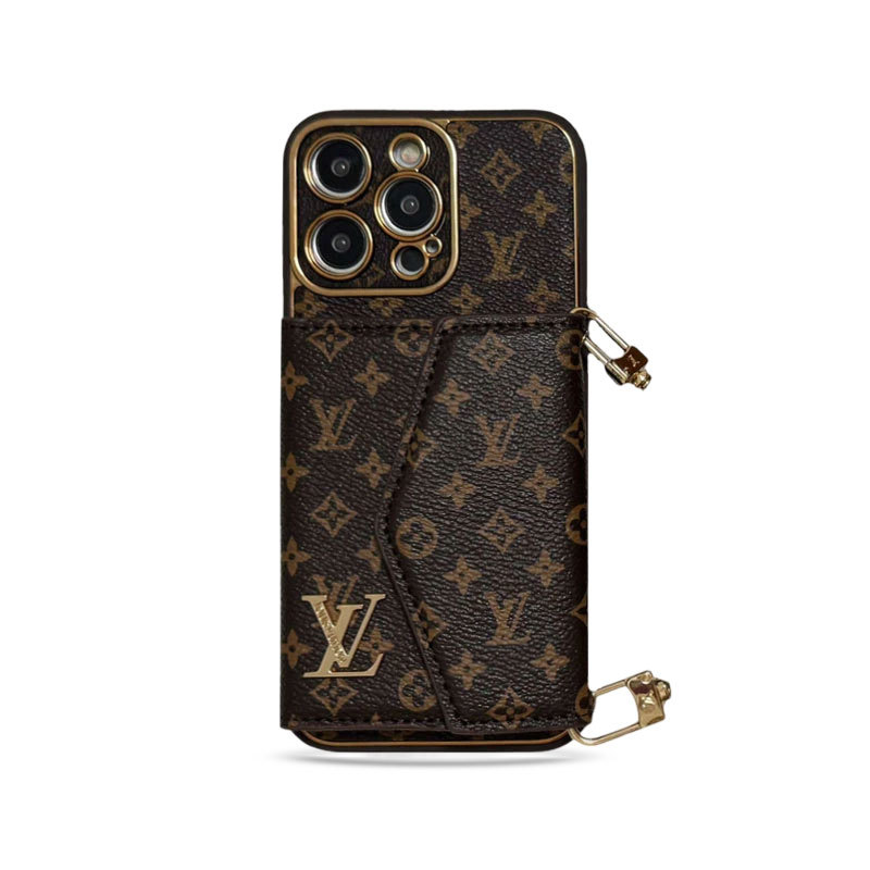 Monogram iPhone Case With Wallet And Strap Brown Small Printing-XFQ240329-GTOCASE