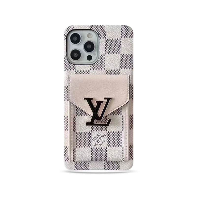 Monogram iPhone Case With Card Holder White Grid -XK241701-GTOCASE
