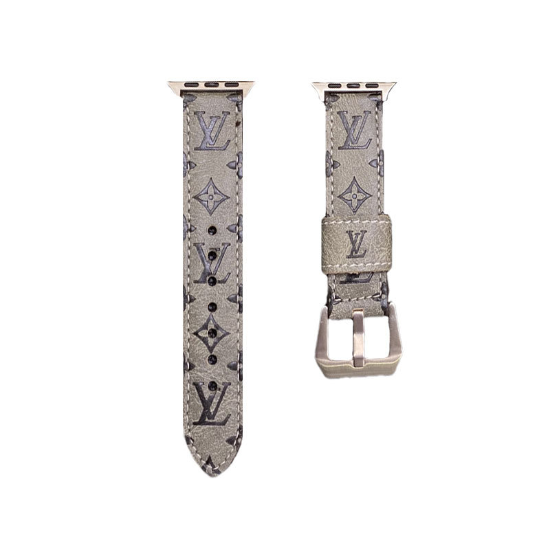 Leather Monogram Apple Watch Band Black-YH24422-GTOCASE