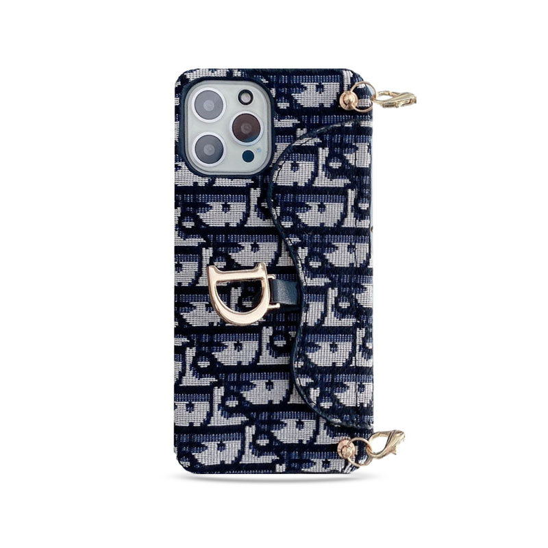 CD iPhone Case With Card Holder And Strap Black-QBS240315-GTOCASE