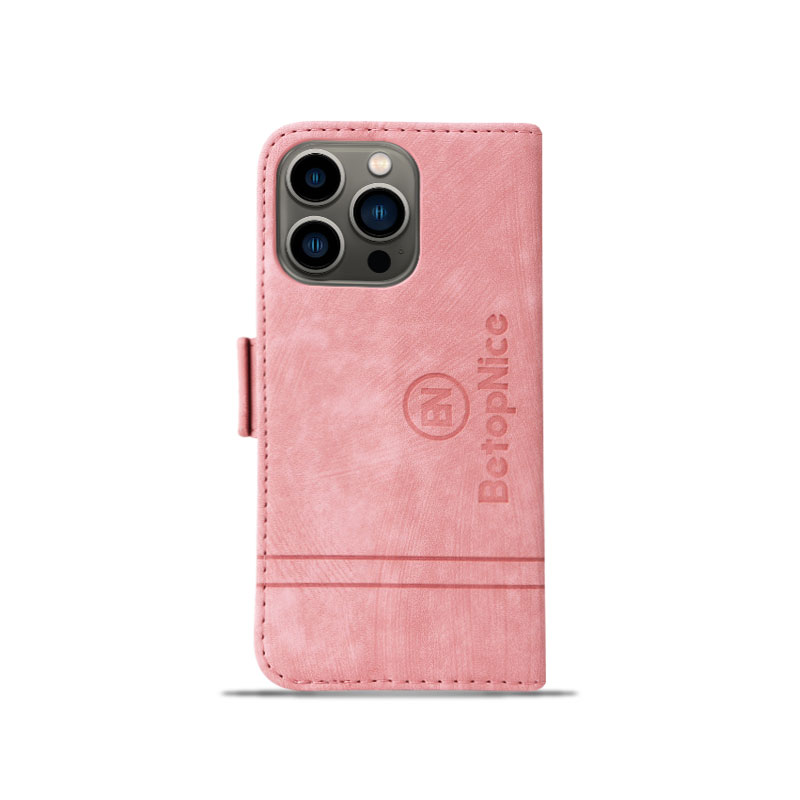 Leather Flip Phone Case with Card Holder For iPhone Pink-YYT241437-GTOCASE