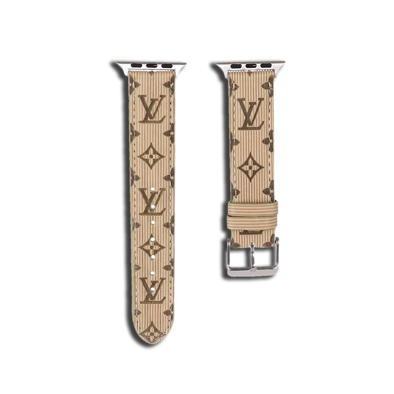 Luxury Monogram Apple Watch Band Leather Coffee-SW24422-GTOCASE
