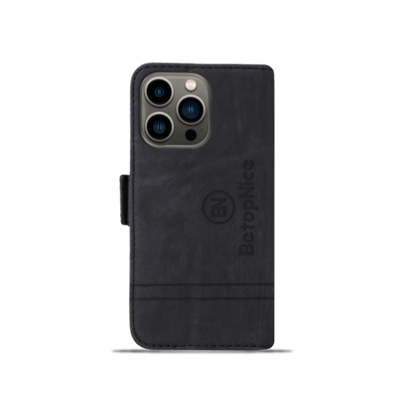  Leather Flip Phone Case with Card Holder For iPhone Black-YYT241437-GTOCASE