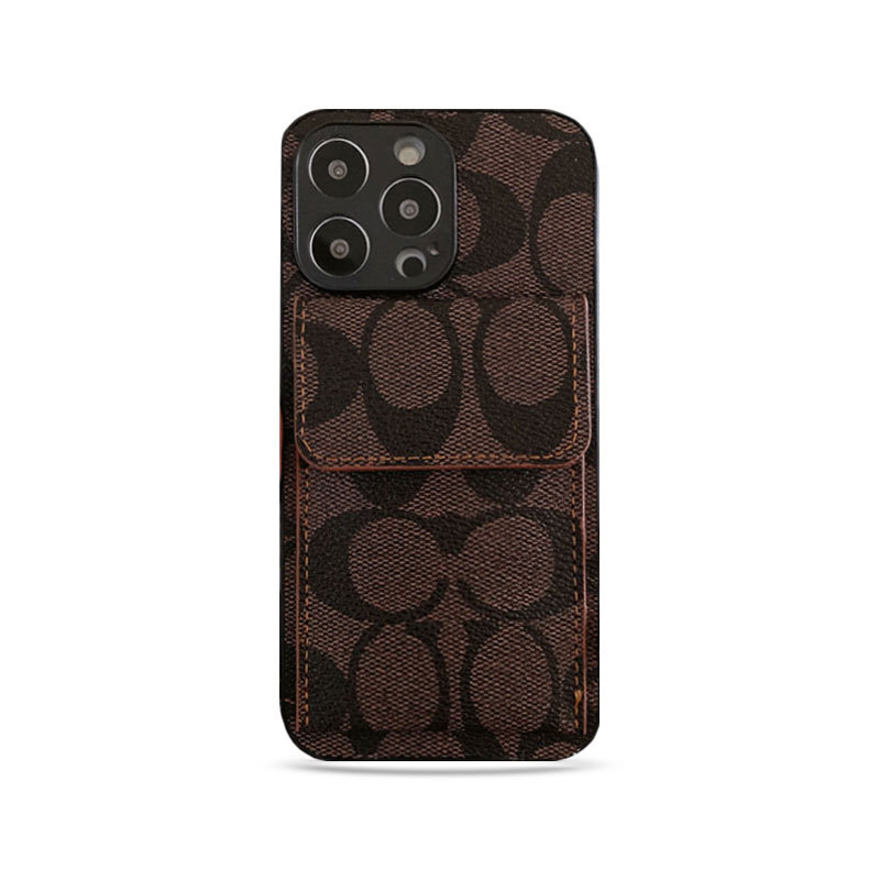 CH iPhone Case With Wallet Dark Brown-HP240513-GTOCASE