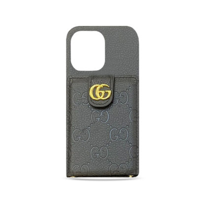 GG iPhone Case With Wallet And Strap Black -SXK240513-GTOCASE