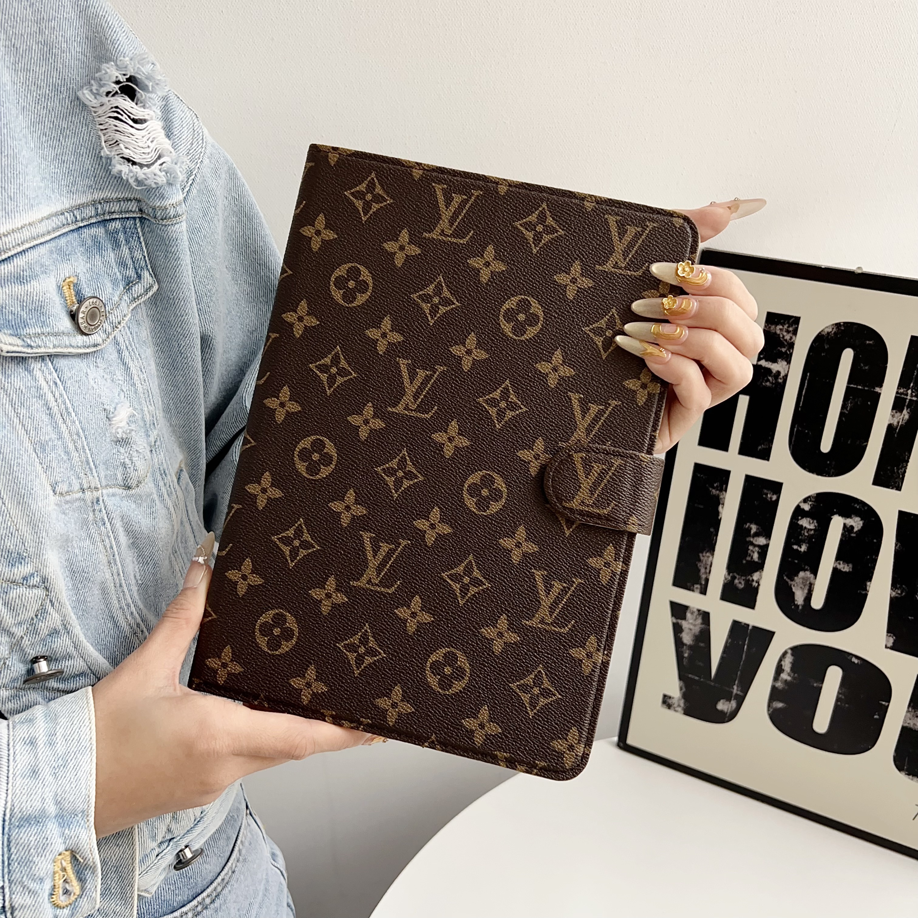 Stylish Leather Monogram  iPad Case Small Printing-GELV129