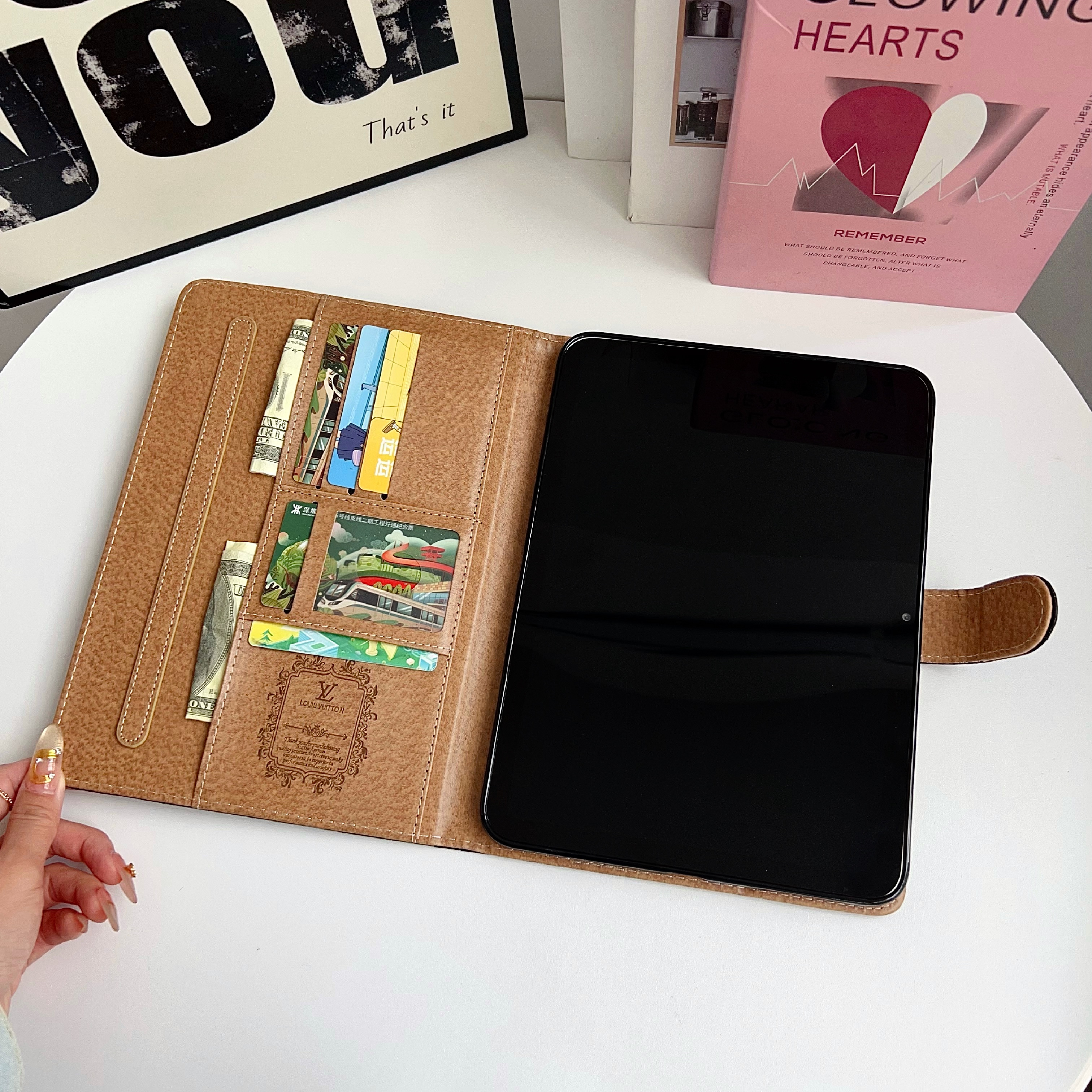 Luxury Leather Monogram  iPad Case Black Printing-GELV126