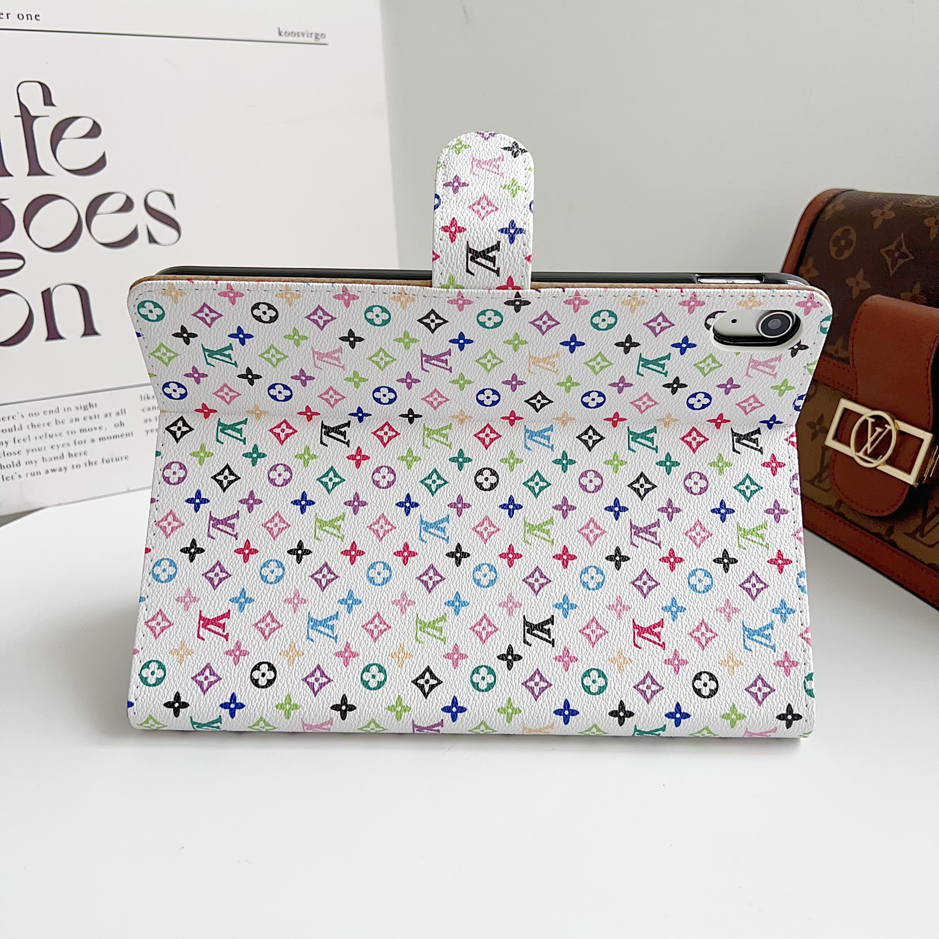 Refined Leather Monogram  iPad Case Small Printing-GELV127