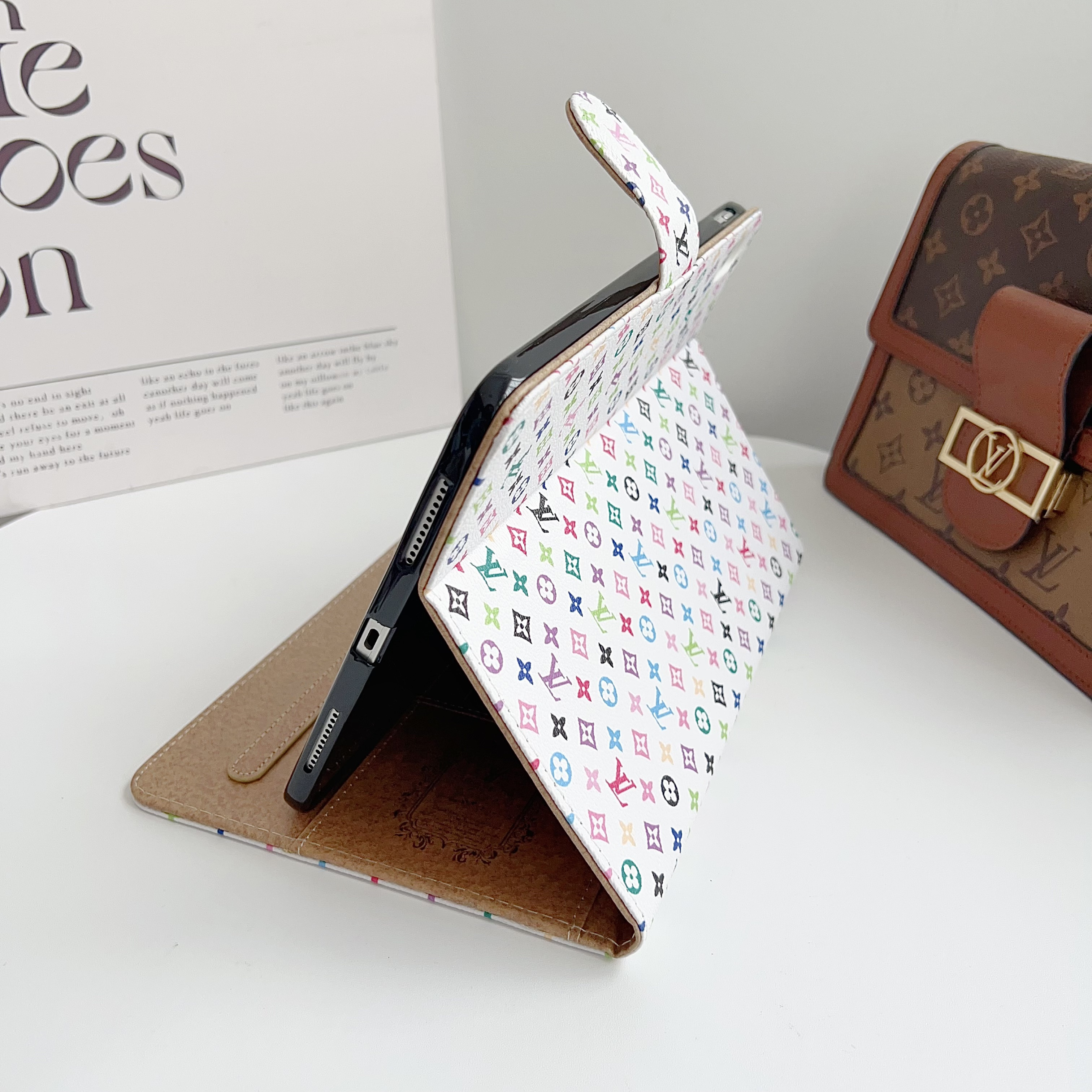 Refined Leather Monogram  iPad Case Small Printing-GELV127