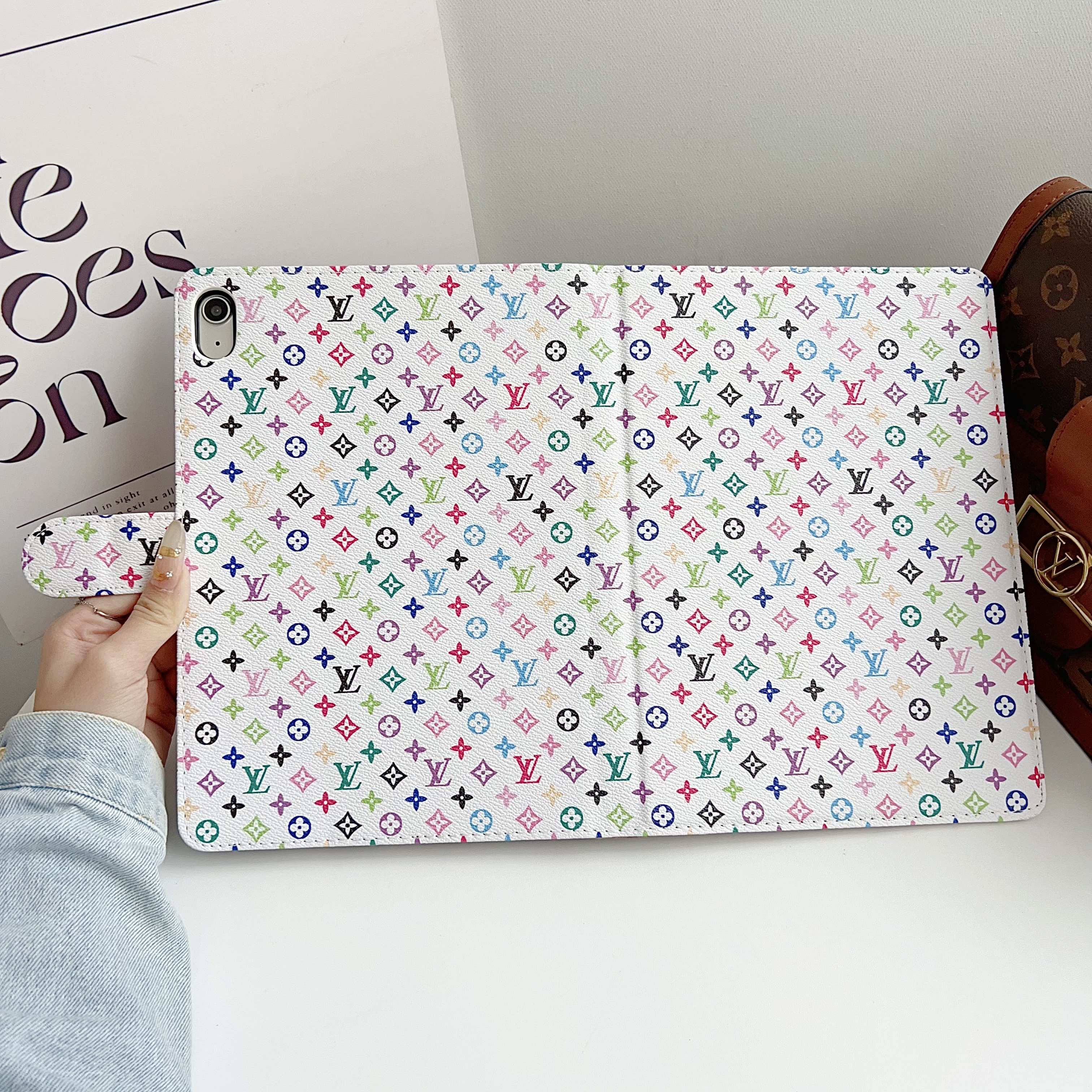 Refined Leather Monogram  iPad Case Small Printing-GELV127