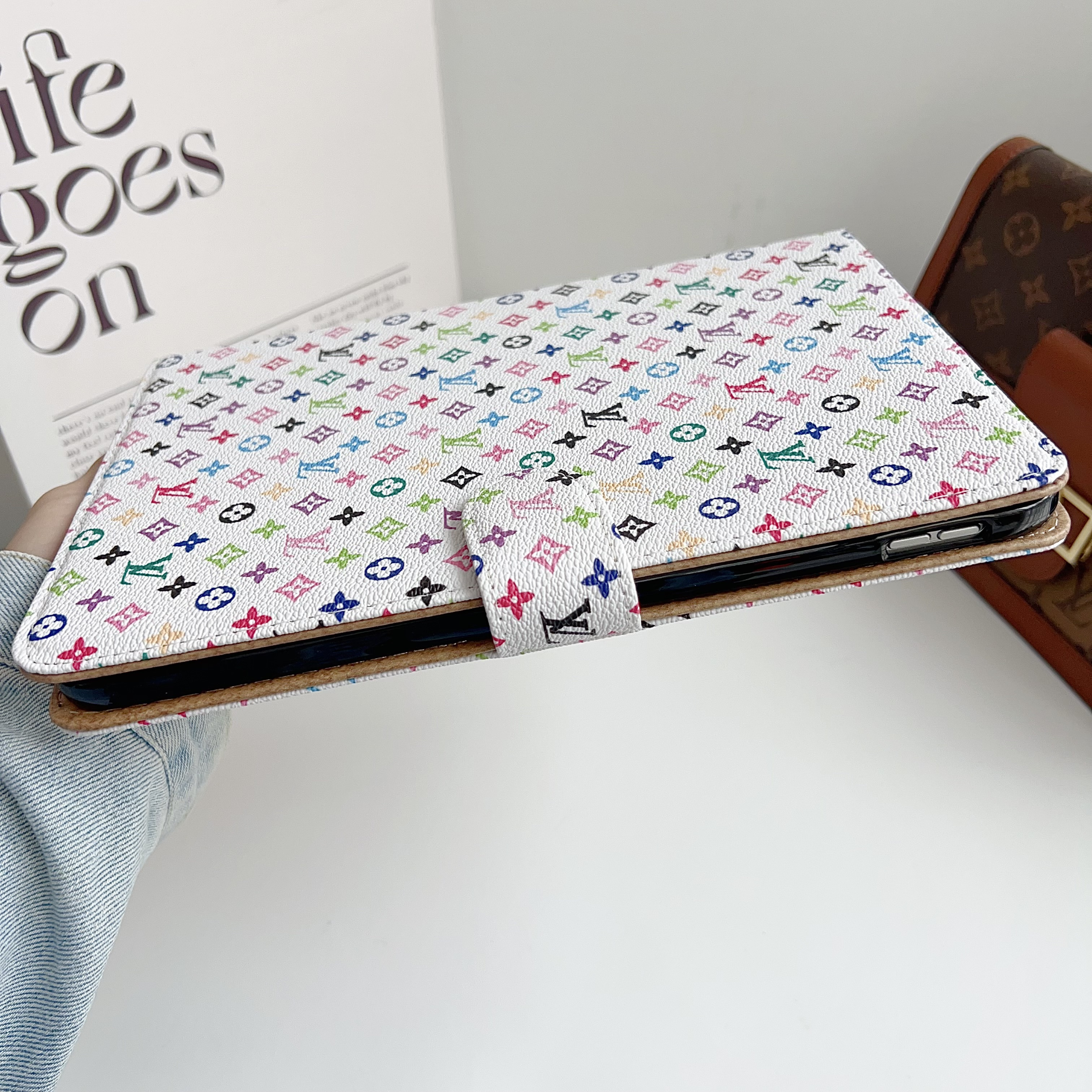 Refined Leather Monogram  iPad Case Small Printing-GELV127