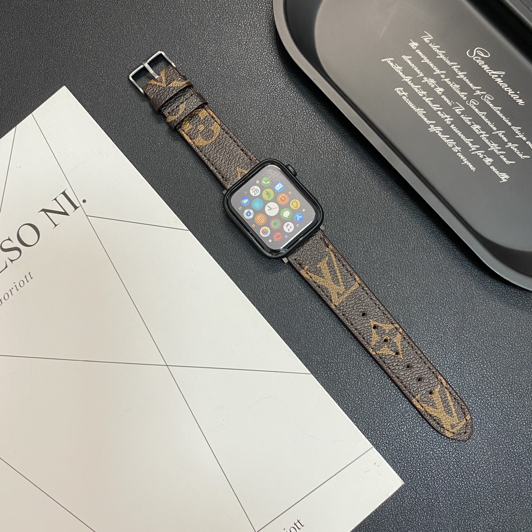 Luxury Leather Monogram Apple Watch Band Big Printing-GELV119