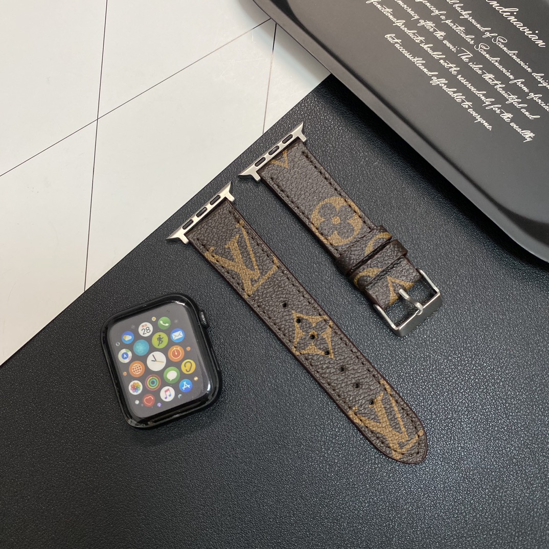 Luxury Leather Monogram Apple Watch Band Big Printing-GELV119