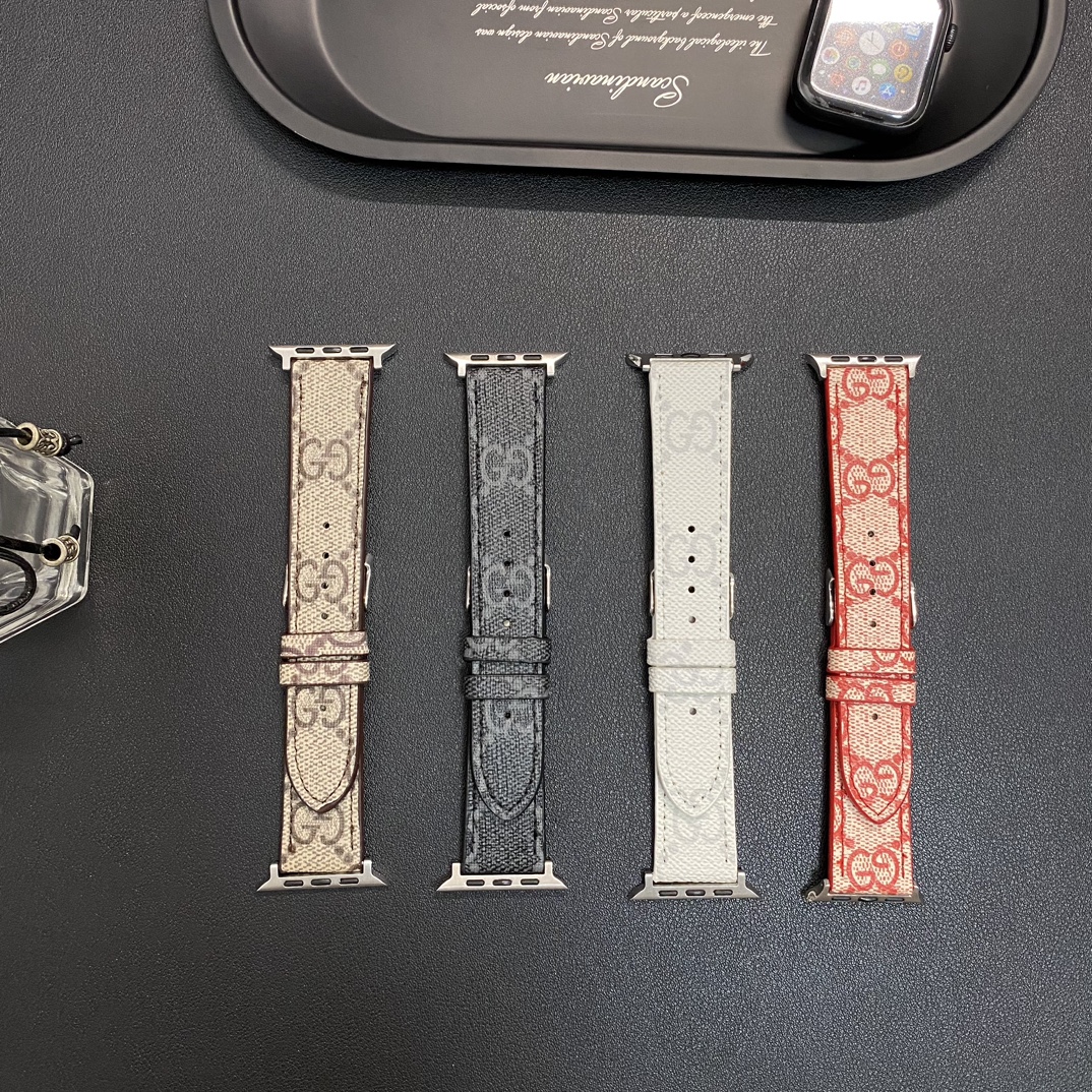 Premium Leather GG Apple Watch Band Brown-GEGG118