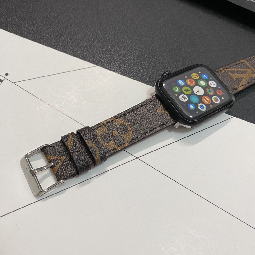 Luxury Leather Monogram Apple Watch Band Big Printing-GELV119