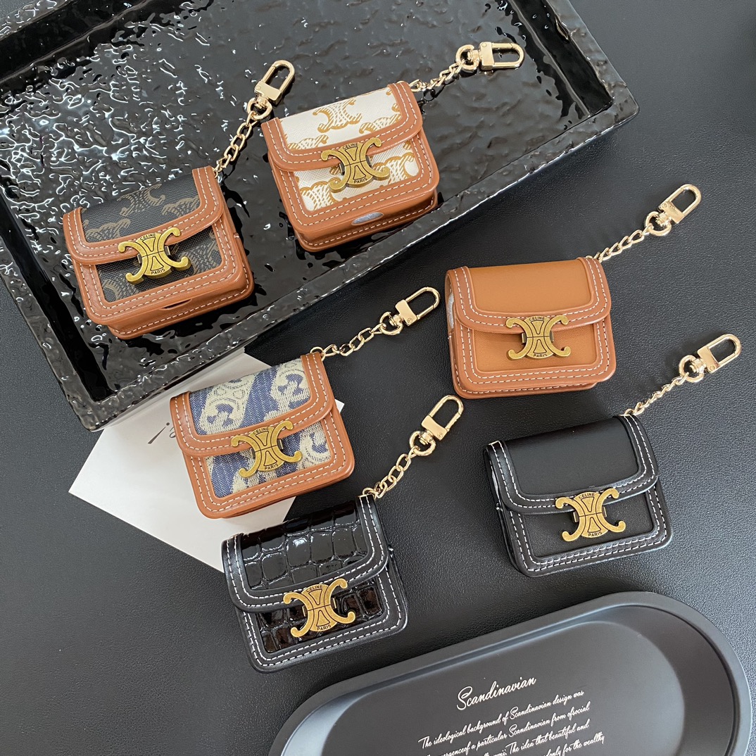 Luxury Leather CL AirPods Cases Dark Brown-GECL140