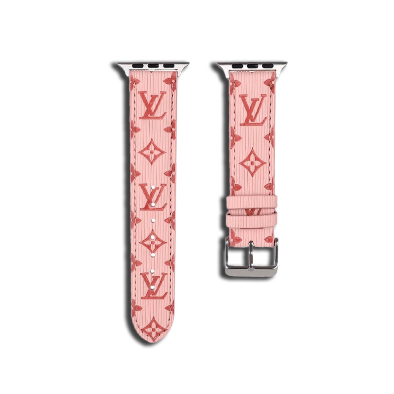 Luxury Monogram Apple Watch Band Leather Pink-SW24422-GTOCASE