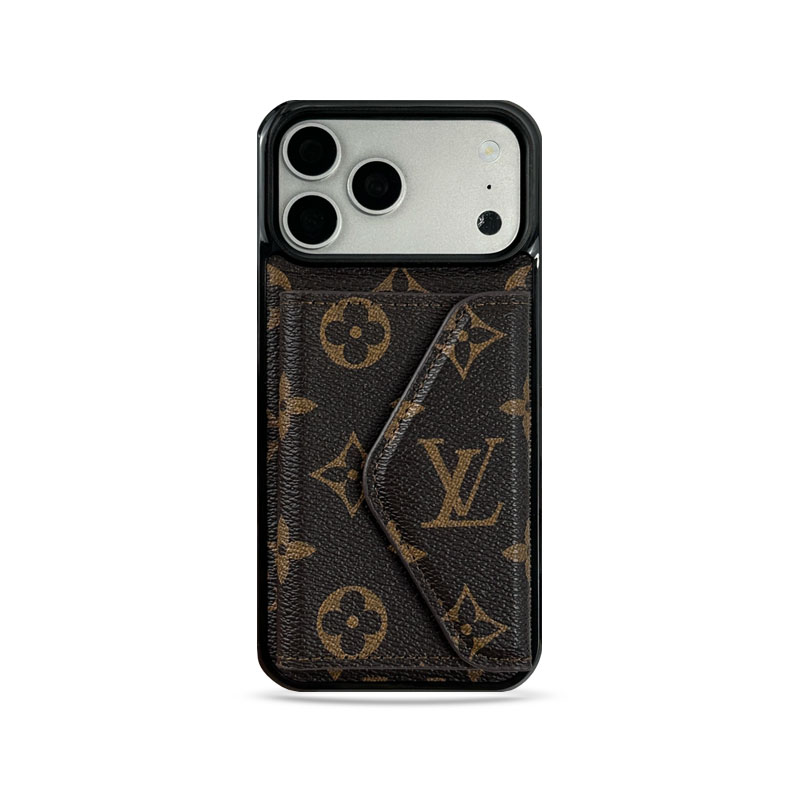 Classic Leather Monogram iPhone Case With Wallet Big Printing For iPhone 17 Series-GELV095