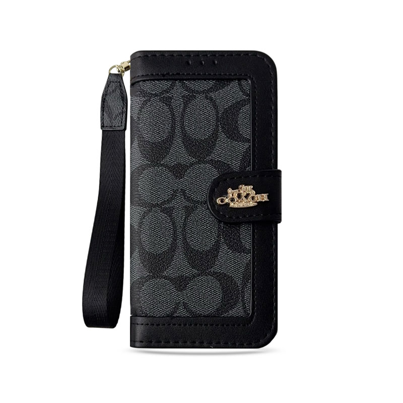 Premium Leather CH iPhone Case With Card Holder And Strap-LBPL001